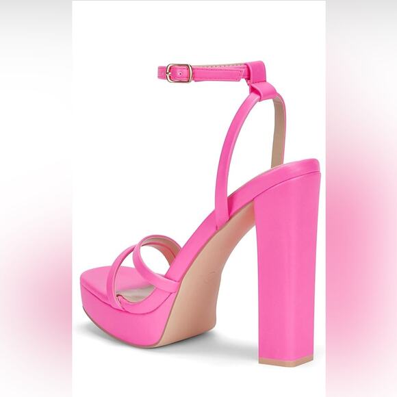 Barbie Pink Strappy Platform Heels Size 7 NWOT - Picture 2 of 3